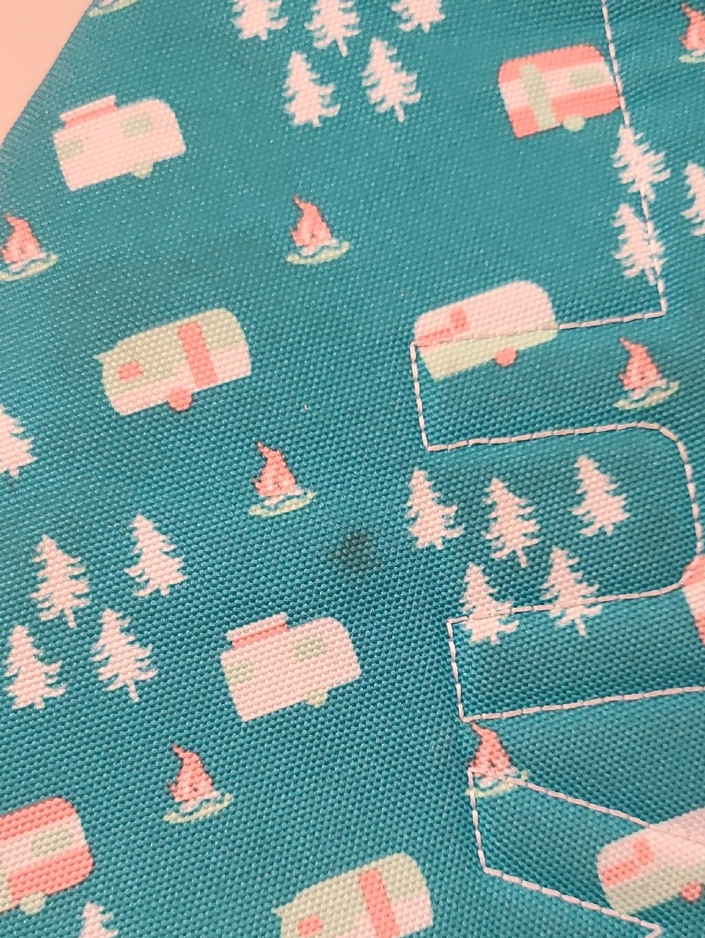 KAVU Rope Sling Bag Teal Camping Print Crossbody Backpack Hiking Travel Outdoors - Picture 4 of 5